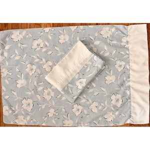 Vintage pair of pillowcases, Westpoint Stevens, blue floral cottagecore floral